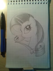 Size: 1920x2560 | Tagged: artist needed, safe, character:rarity, species:pony, graph paper, pen, pen drawing, solo, traditional art