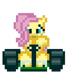 Size: 285x291 | Tagged: artist needed, safe, character:fluttershy, species:pegasus, species:pony, female, mare, mario, mario kart, solo, sprite, super mario kart