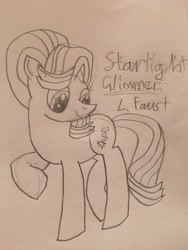 Size: 3024x4032 | Tagged: artist needed, source needed, safe, character:starlight glimmer, species:pony, species:unicorn, absurd resolution, female, mare, photo, raised hoof, sketch, solo, traditional art