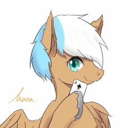 Size: 856x856 | Tagged: artist needed, safe, oc, oc only, oc:小凱, species:pegasus, species:pony, ace of spades, card, female, looking at you, simple background, solo, white background