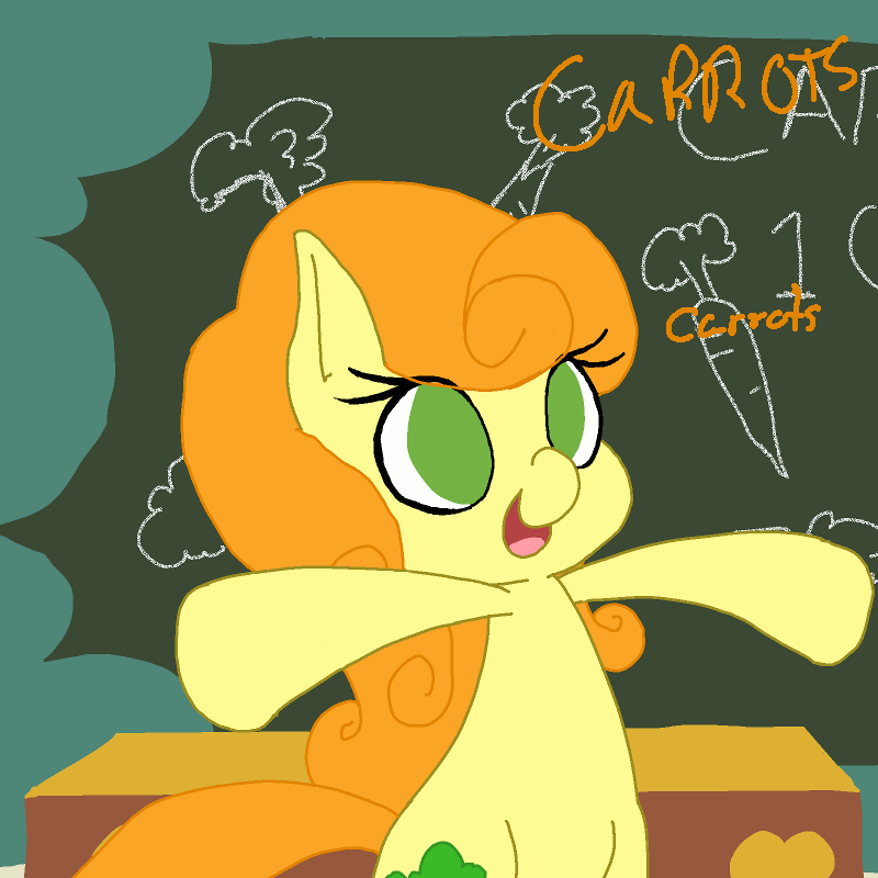 Size: 800x800 | Tagged: artist needed, safe, character:carrot top, character:golden harvest, species:pony, animated, bipedal, carrot, cute, cutie top, hoofy-kicks, smiling, solo, talking