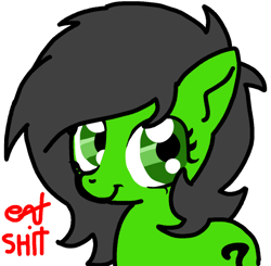 Size: 500x489 | Tagged: artist needed, safe, oc, oc only, oc:filly anon, species:pony, eat shit, female, filly, simple background, transparent background, vulgar