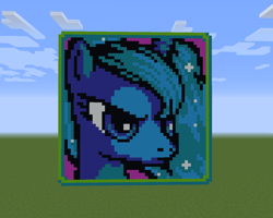 Size: 1280x1024 | Tagged: artist needed, safe, character:princess luna, species:pony, bust, game screencap, minecraft, minecraft pixel art, pixel art, portrait