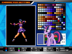 Size: 638x480 | Tagged: artist needed, safe, character:twilight sparkle, species:human, species:pony, species:unicorn, athena asamiya, color edit, crossover, female, king of fighters, mare, midriff