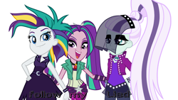 Size: 5984x3376 | Tagged: artist needed, safe, character:aria blaze, character:coloratura, character:countess coloratura, character:rarity, episode:it isn't the mane thing about you, g4, my little pony: friendship is magic, my little pony:equestria girls, alternate hairstyle, pun, punkity