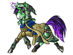 Size: 1600x1200 | Tagged: artist needed, safe, oc, oc only, oc:crescent star, species:crystal pony, species:pony, species:unicorn, armor, crystal unicorn, dungeons and dragons, glasses, hood, male, pen and paper rpg, ponyfinder, potions, rpg, solo, stallion, tabletop gaming