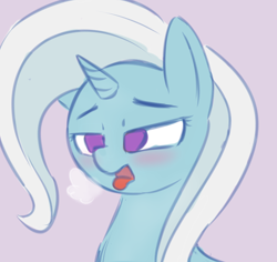 Size: 1800x1700 | Tagged: artist needed, safe, character:trixie, species:pony, species:unicorn, blushing, breath, solo, tongue out