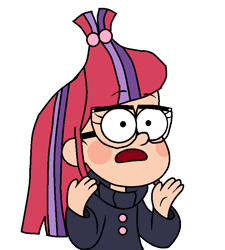 Size: 716x795 | Tagged: artist needed, source needed, safe, character:moondancer, species:human, female, glasses, gravity falls, humanized, solo, style emulation