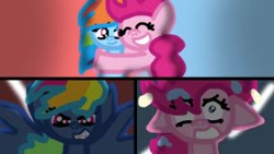 Size: 300x169 | Tagged: artist needed, safe, character:evil pie hater dash, character:pinkie pie, character:rainbow dash, species:earth pony, species:pegasus, species:pony, ship:pinkiedash, episode:secrets and pies, g4, my little pony: friendship is magic, cute, eyes closed, female, floppy ears, lesbian, looking at you, mare, picture for breezies, pinkiehater, shipping, shrunken pupils, smiling, stare