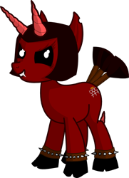 Size: 552x762 | Tagged: artist needed, safe, oc, oc only, cloven hooves, devil horns, simple background, solo, spiked wristband, transparent background, wristband