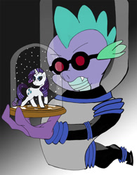 Size: 900x1151 | Tagged: artist needed, source needed, safe, character:rarity, character:spike, species:dragon, species:pony, species:unicorn, ship:sparity, batman, batman the animated series, crossover, female, male, mare, mr. freeze, shipping, straight