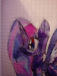 Size: 3120x4160 | Tagged: artist needed, safe, oc, oc only, oc:violet star galaxy, species:alicorn, species:pony, alicorn oc, female, graph paper, lined paper, mare, traditional art