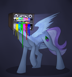 Size: 1574x1690 | Tagged: artist needed, safe, oc, oc only, oc:peppermint crunch, species:pegasus, species:pony, creepy, female, light source, mare, nightmare fuel, solo, television, test card, wat