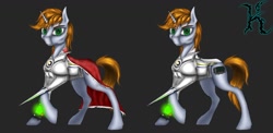 Size: 1280x625 | Tagged: artist needed, safe, oc, oc only, oc:littlepip, species:pony, species:unicorn, fallout equestria, armor, blade, cloak, clothing, cutie mark, cyrillic, dark background, fallout equestria: vivat littlepip, fanfic, fanfic art, female, hooves, horn, mare, pipbuck, pipleg, russia, simple background, solo, weapon