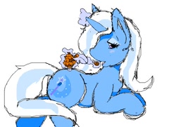 Size: 618x448 | Tagged: artist needed, safe, character:trixie, species:pony, species:unicorn, ms paint, pinecone, trixie eating pinecones