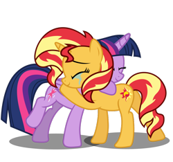 Size: 900x843 | Tagged: safe, artist:paulysentry, character:sunset shimmer, character:twilight sparkle, character:twilight sparkle (alicorn), species:alicorn, species:pony, crying, hug, simple background, tears of joy, transparent background