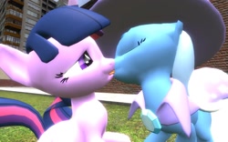 Size: 1680x1050 | Tagged: artist needed, safe, character:trixie, character:twilight sparkle, species:pony, species:unicorn, ship:twixie, 3d, female, gmod, kissing, lesbian, mare, shipping