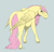 Size: 1182x1142 | Tagged: safe, artist:cityfix, character:fluttershy, species:pegasus, species:pony, gray background, hoers, long tail, rear view, simple background, solo, unshorn fetlocks
