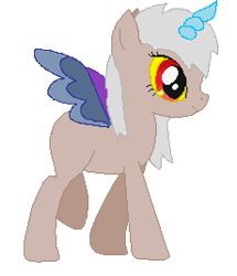 Size: 230x267 | Tagged: artist needed, safe, oc, oc only, oc:tormented spirits, parent:discord, parent:pinkie pie, parents:discopie, interspecies offspring, offspring, simple background, solo