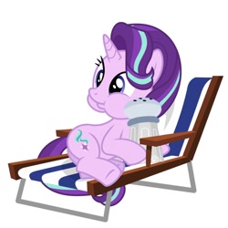 Size: 1024x1024 | Tagged: artist needed, safe, character:starlight glimmer, species:pony, species:unicorn, episode:the crystalling, g4, my little pony: friendship is magic, chair, deck chair, dis gon b gud, imminent heart attack, lawn chair, salt shaker, simple background, solo, vector, white background