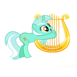 Size: 768x768 | Tagged: artist needed, safe, character:lyra heartstrings, species:pony, species:unicorn, female, lyre, mare, simple background, solo, white background
