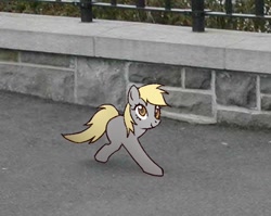Size: 580x462 | Tagged: artist needed, safe, character:derpy hooves, species:pony, adorawat, cursed image, dumb running ponies, female, half cat, mare, meme, ponified animal photo, smiling, solo, two legged creature, walking, wat, what has science done, when you walking