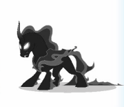 Size: 180x155 | Tagged: artist needed, source needed, safe, gameloft, character:pony of shadows, species:alicorn, species:pony, episode:shadow play, g4, my little pony: friendship is magic, adoracreepy, animated, blinking, creepy, cute, evil, gif, gif for breezies, picture for breezies, shadorable, shadow pony, simple background, solo, white background