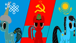 Size: 2560x1440 | Tagged: artist needed, safe, species:pony, nation ponies, flag, hammer and sickle, history, kazakhstan, ponified, soviet, soviet union, timeline