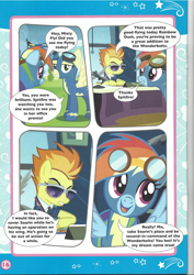 Size: 826x1169 | Tagged: artist needed, safe, character:misty fly, character:rainbow dash, character:spitfire, clothing, comic, goggles, magazine scan, super sub!, uniform, wonderbolts uniform