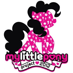 Size: 600x600 | Tagged: artist needed, safe, character:pinkie pie, 2012, cutie mark, logo, my little pony project, silhouette, simple background, solo, white background