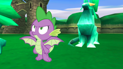 Size: 1366x768 | Tagged: artist needed, safe, edit, character:spike, species:dragon, spike as spyro, spyro the dragon, winged spike