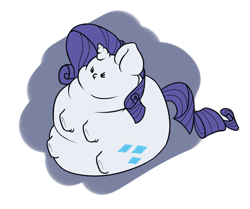 Size: 1705x1428 | Tagged: artist needed, safe, character:rarity, species:pony, species:unicorn, abstract background, beady eyes, chubby, chubby cheeks, fat, female, food, food transformation, marshmallow, raritubby, rarity is a marshmallow, solo, transformation