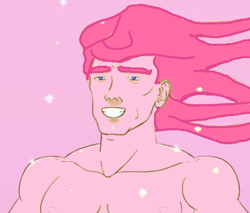 Size: 401x341 | Tagged: artist needed, source needed, safe, character:pinkie pie, species:human, handsome, handsome face, male, man, simple background, solo, sparkles
