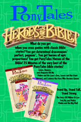 Size: 400x600 | Tagged: artist needed, safe, edit, series:pony tales, advertisement, bible, christianity, heroes of the bible, religion, religious focus, religious headcanon, veggietales