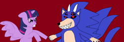 Size: 2190x742 | Tagged: artist needed, source needed, safe, character:sonic the hedgehog, character:twilight sparkle, character:twilight sparkle (alicorn), species:alicorn, species:pony, 1000 hours in ms paint, creepypasta, crossover, nightmare fuel, sonic the hedgehog (series), sonic.exe