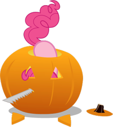 Size: 350x392 | Tagged: artist needed, safe, character:pinkie pie, species:earth pony, species:pony, carving, cute, female, halloween, holiday, jack-o-lantern, mare, pumpkin, simple background, solo, transparent background