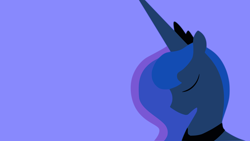 Size: 3842x2160 | Tagged: artist needed, safe, character:princess luna, species:alicorn, species:pony, blue background, bust, eyes closed, female, horn, lineless, mare, minimalist, modern art, no mouth, portrait, profile, sad, simple background, solo, wallpaper