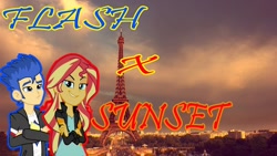 Size: 1280x720 | Tagged: artist needed, safe, character:flash sentry, character:sunset shimmer, ship:flashimmer, my little pony:equestria girls, eiffel tower, female, france, male, paris, shipping, straight