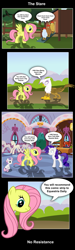 Size: 1280x4271 | Tagged: artist needed, safe, character:fluttershy, character:gilda, character:rarity, character:sweetie belle, species:chicken, species:griffon, species:pegasus, species:pony, species:unicorn, carousel boutique, comic, female, filly, fourth wall, mare, mind control, pony creator, stare, the stare