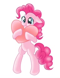 Size: 564x732 | Tagged: artist needed, source needed, safe, character:pinkie pie, bipedal, cute, diapinkes, floppy ears, heart, scrunchy face, simple background, solo, squishy cheeks, white background