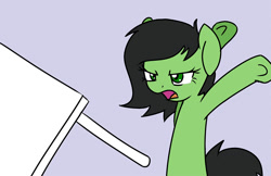 Size: 1026x666 | Tagged: artist needed, safe, artist:anonymous, oc, oc only, oc:filly anon, angry, drawthread, female, filly, open mouth, reaction image, solo, table flip