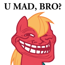 Size: 1200x1200 | Tagged: artist needed, safe, character:big mcintosh, species:pony, dead meme, grin, meme, simple background, smiling, solo, text, troll, u mad, white background