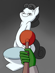 Size: 1000x1335 | Tagged: safe, artist:anontheanon, oc, oc only, oc:anon, oc:kohlette, species:human, but why, cursed image, hand, knife cat, object pony, original species, plunger, ponified, ponified animal photo, smiling, toilet, toilet pony, wat, what has science done