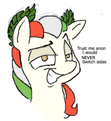 Size: 288x313 | Tagged: safe, artist:anontheanon, oc, oc only, oc:princess stivalia, species:pony, nation ponies, female, italy, laurel wreath, ponified, roman, simple background, smiling, smirk, white background