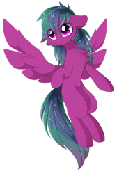 Size: 732x1091 | Tagged: artist needed, safe, oc, oc only, oc:skylas, species:pegasus, species:pony, female, mare, multicolored hair, simple background, solo, spread wings, wings