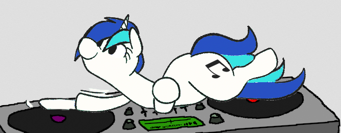 Size: 669x262 | Tagged: safe, artist:anontheanon, artist:jargon scott, edit, character:dj pon-3, character:vinyl scratch, species:pony, species:unicorn, animated, bouncing, cute, edited gif, female, flailing, frame by frame, funny, gif, gray background, headbang, hilarious, hoofy-kicks, majestic as fuck, mare, missing accessory, nonsense, not salmon, party, prone, rave, ridiculous, silly, silly pony, simple background, smiling, solo, the flopple, the worm, turntable, vinylbetes, wat, wide eyes