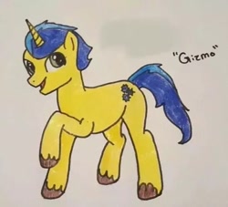 Size: 548x498 | Tagged: artist needed, safe, oc, oc:gizmo, species:pony, male, simple background, solo, traditional art