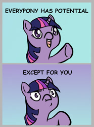 Size: 680x915 | Tagged: artist needed, safe, edit, character:twilight sparkle, species:pony, demotivational, reaction image