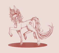 Size: 2376x2160 | Tagged: artist needed, safe, character:roseluck, species:earth pony, species:pony, collar, digital art, female, graceful, hoof fluff, mare, monochrome, pet tag, pony pet, raised hoof, rosepet, simple background, solo