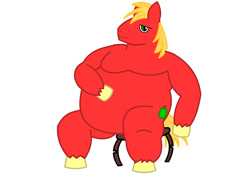 Size: 1280x900 | Tagged: artist needed, safe, character:big mcintosh, species:pony, 1000 hours in ms paint, belly, bhm, big belly, bigger macintosh, fat, furniture abuse, male, moobs, rolls of fat, solo